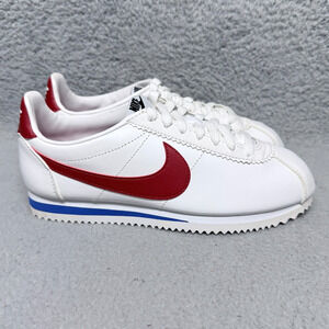 Nike Classic Cortez Womens Size 7 Running Shoes White Red Leather 807471-103